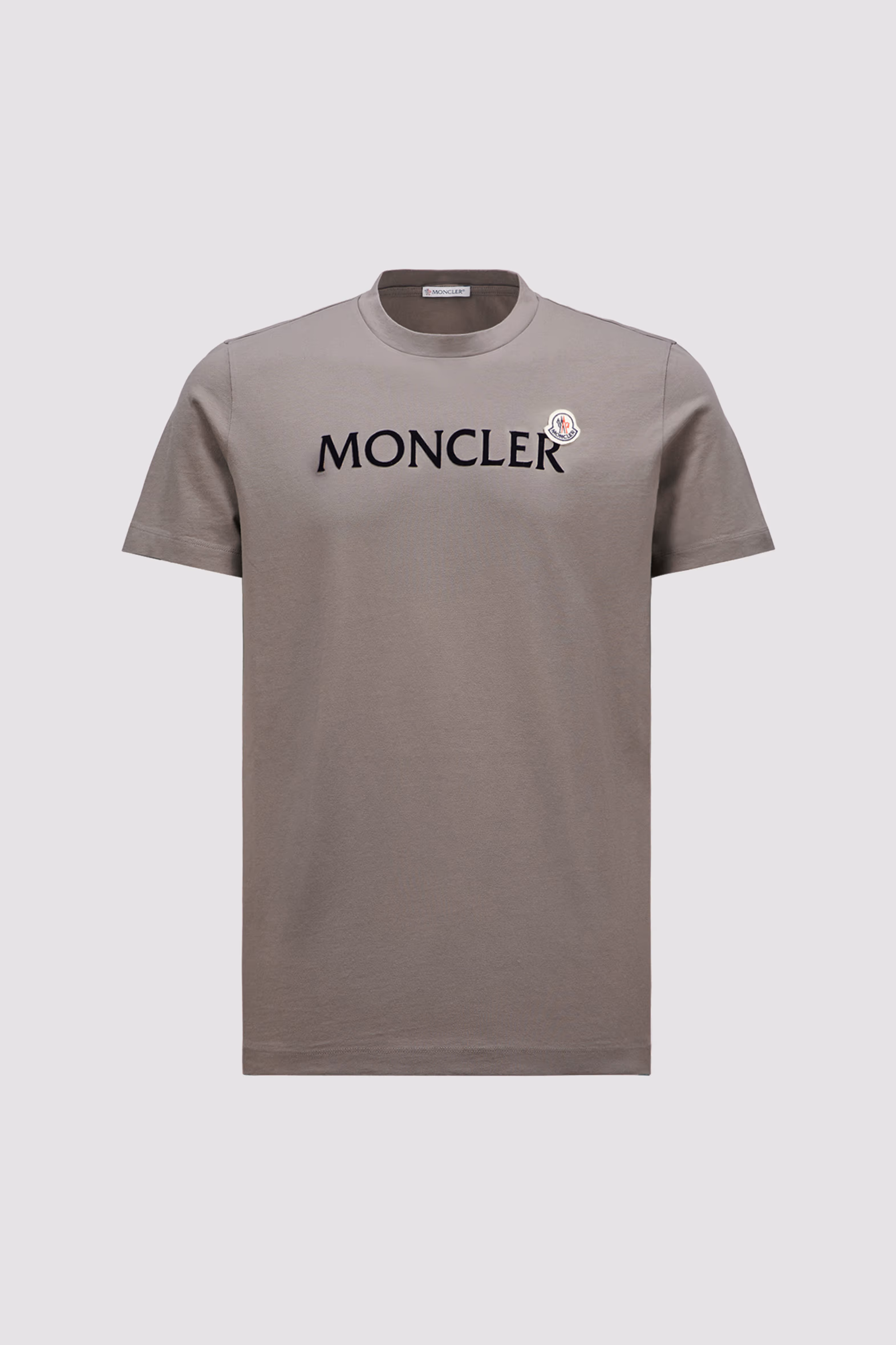 Flocked Logo Cotton T-Shirt Men Grey Moncler 2